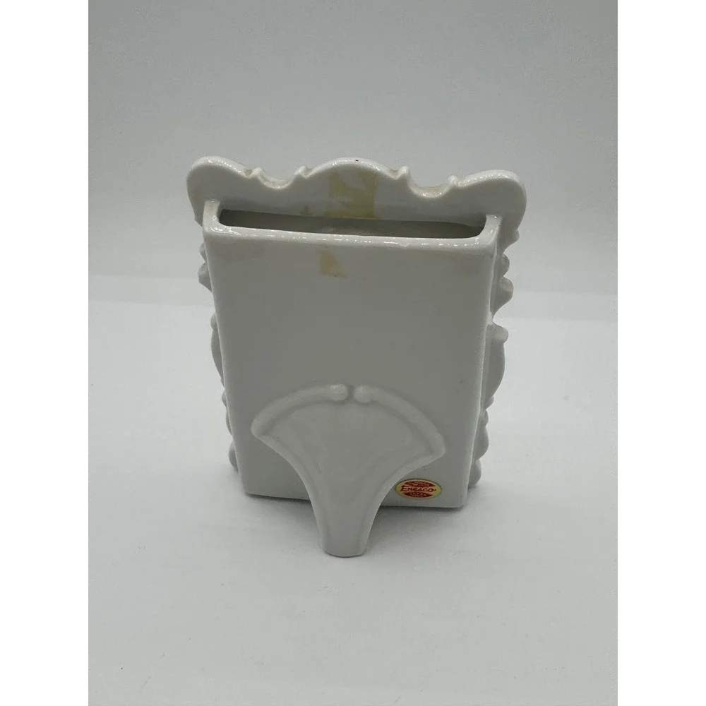Vintage Enesco Japan Ceramic Strawberry Picture Frame Gold Trim Small Oval White